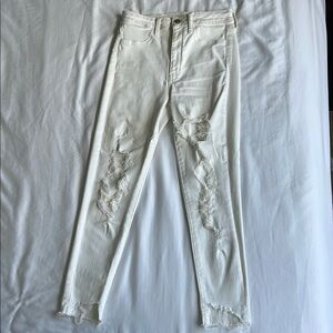 Women's White Distressed Jeans